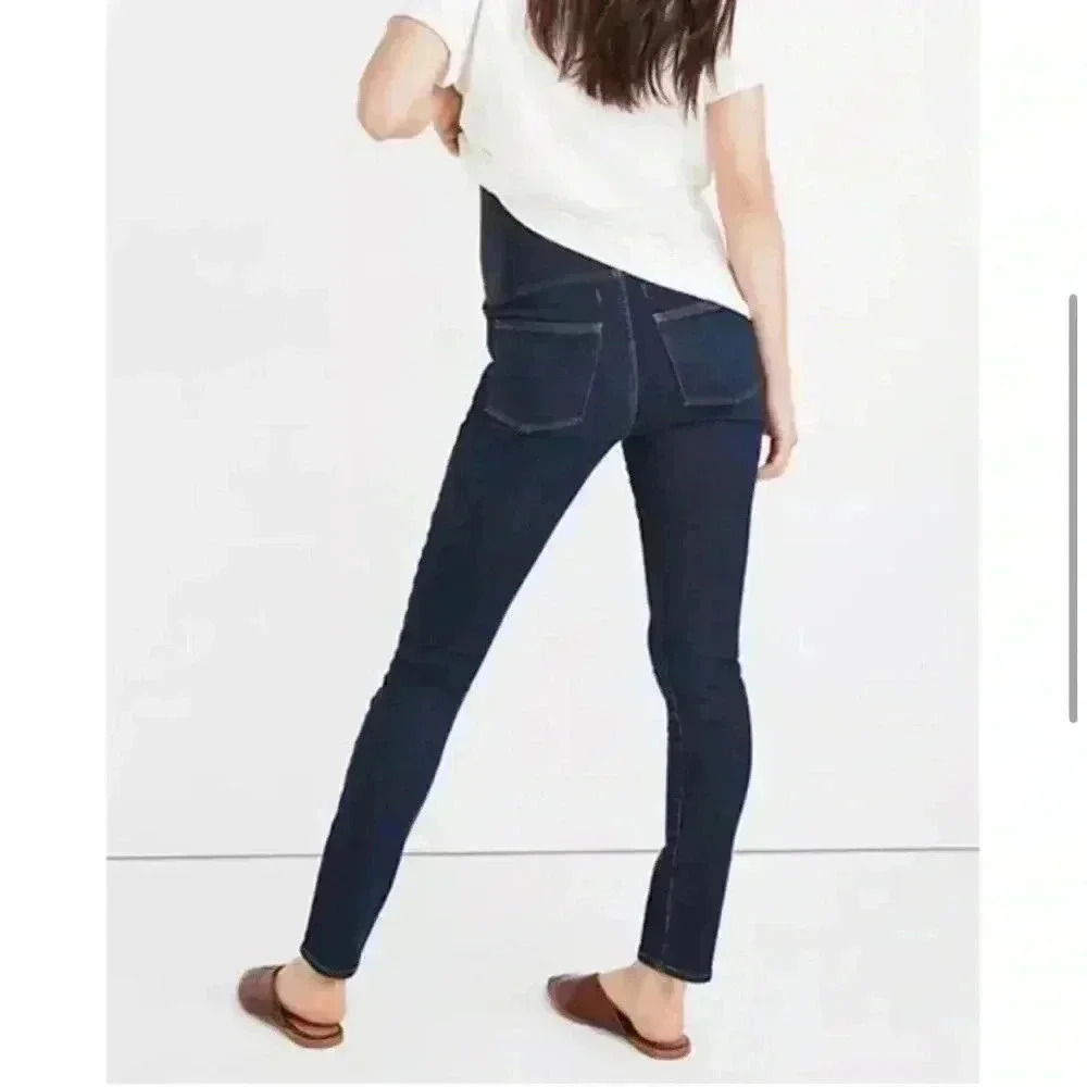 Madewell Maternity Over-The-Belly Skinny Denim Jeans Pants Dark Wash Size 28 - Picture 7 of 13